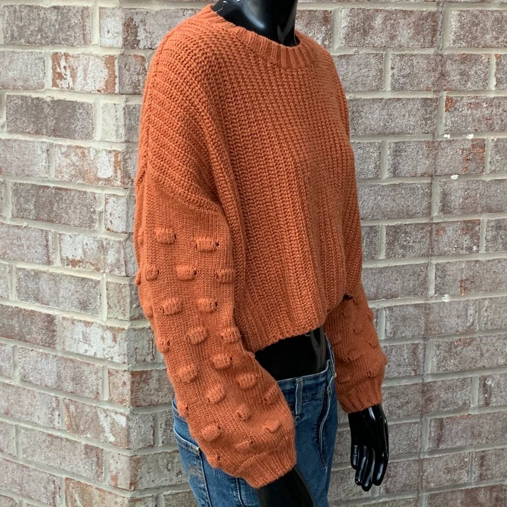 Vestique Cropped Crewneck Knit Long Sleeve Sweater Sz L - Picture 3 of 13